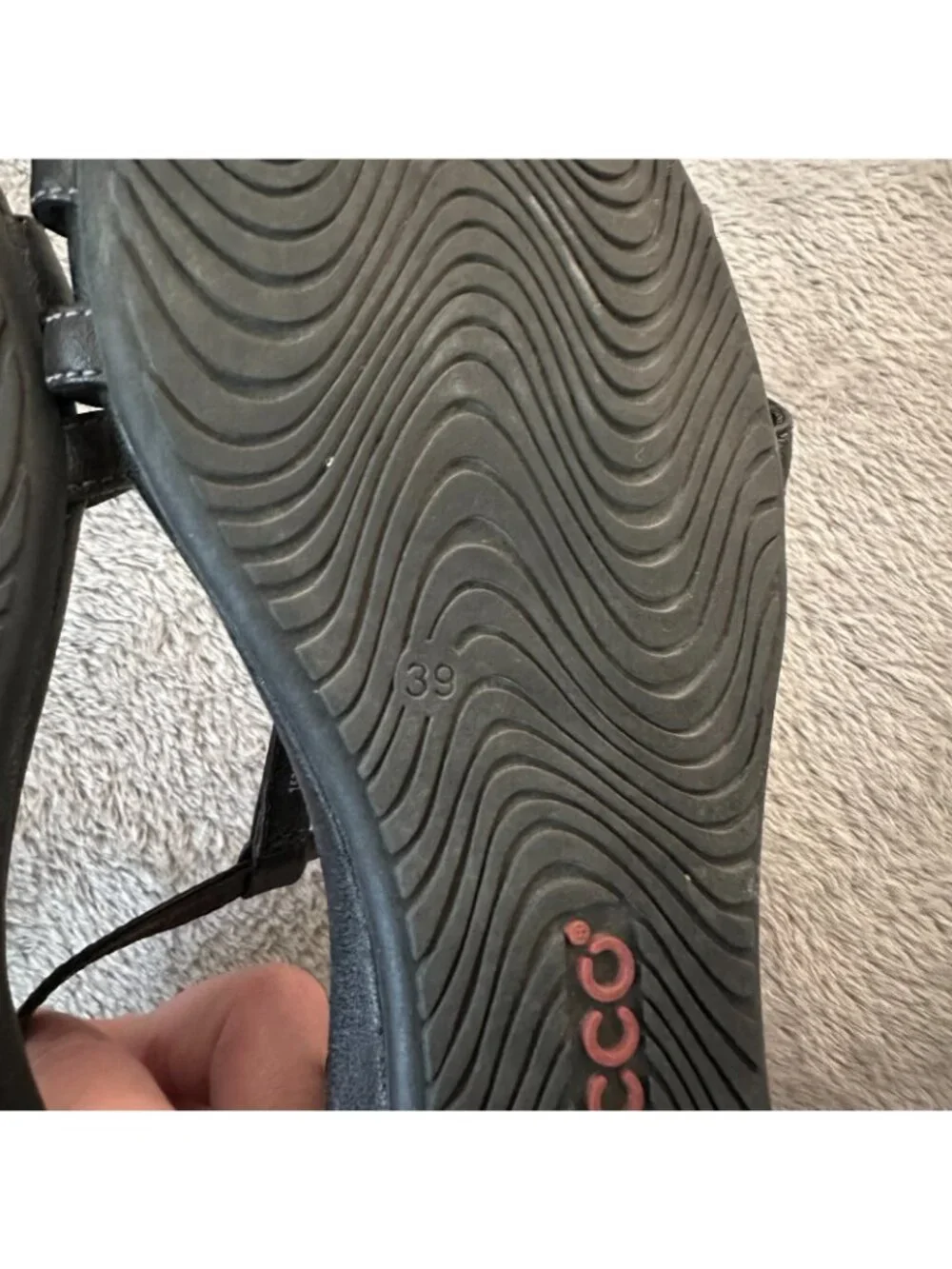 Ecco Black Sandals Strappy Shoes Leather Comfort 39 US 8 8.5